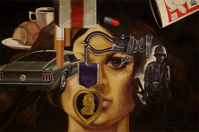 Jesse Trevino, Mi Vida, 1971-73 (detail), acrylic on drywall, mounted on aluminum