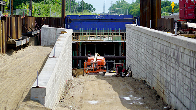 The Blake Road pedestrian tunnel being built in Hopkins.