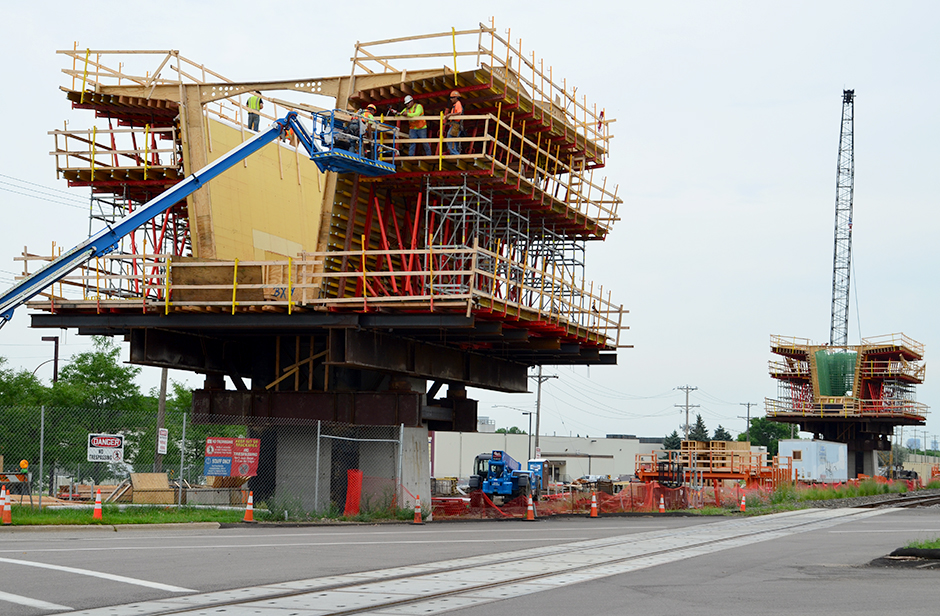 Southwest Light Rail construction on Excelsior Boulevard in Hopkins.