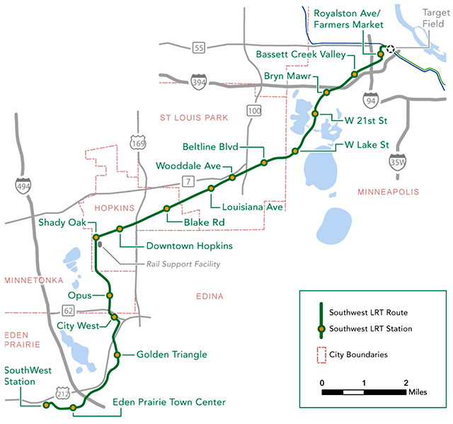 Southwest Light Rail route