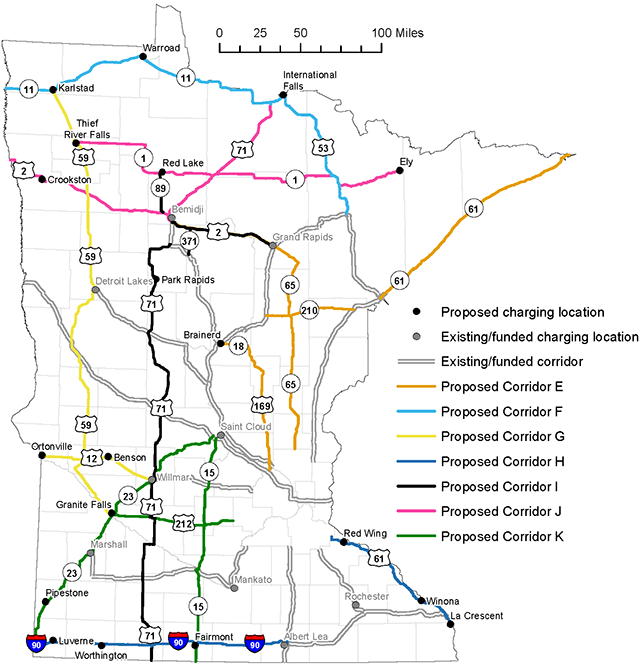 Map of EV fast charging station corridor groups