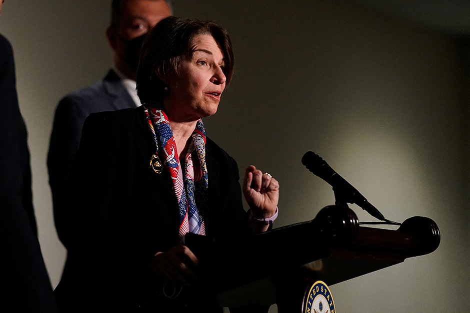 Sens. Amy Klobuchar, above, Angus King and Dick Durbin introduced the Electoral Count Modernization Act in hopes of strengthening the integrity of the country’s voting process after the poll booths close.