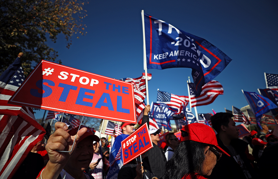 Supporters of President Donald Trump participating in a "Stop the Steal" protest in Washington on November 14, 2020.