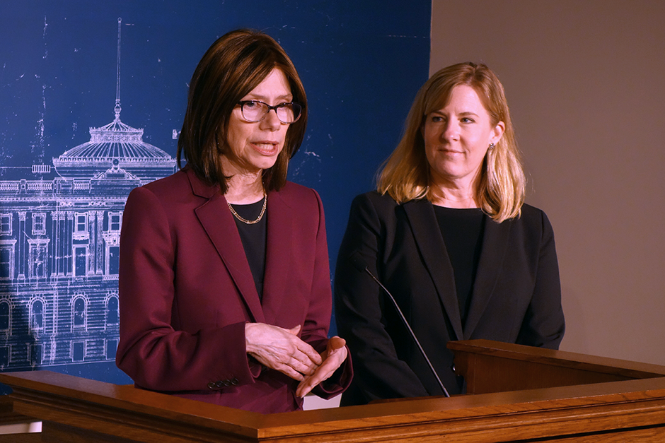 Senate Majority Leader Kari Dziedzic and House Speaker Melissa Hortman