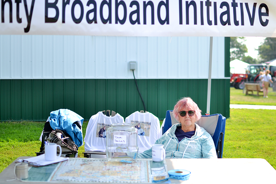 Barbara Dröher Kline, a broadband consultant, in her booth at the Le Sueur County Fair.