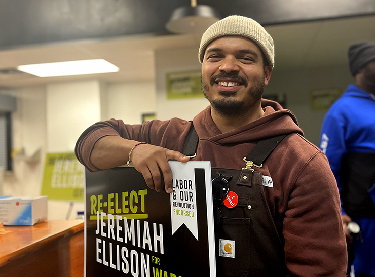Ward 5 City Council Member Jeremiah Ellison shown during his 2023 election night gathering.