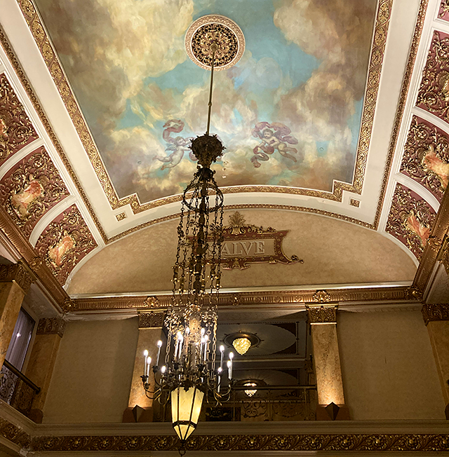 A detail from the ceiling of the Pfister Hotel